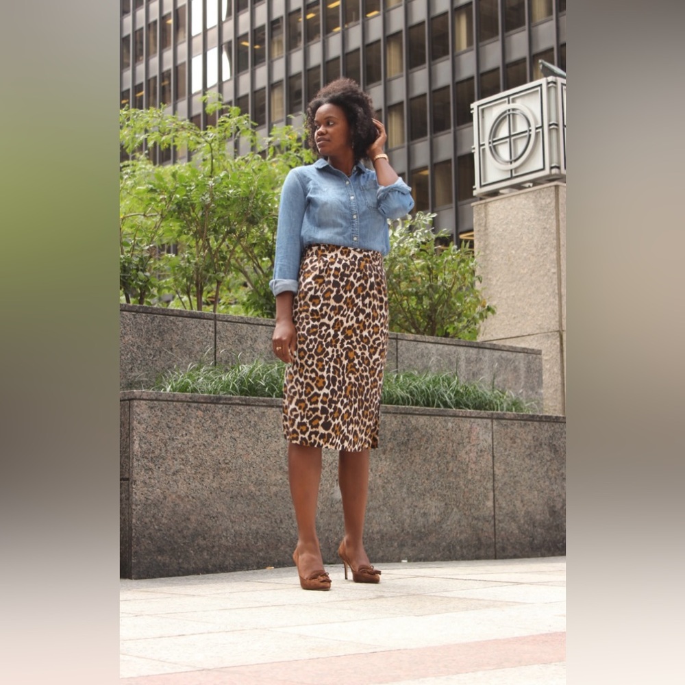 J. Crew Leopard Print Midi Skirt